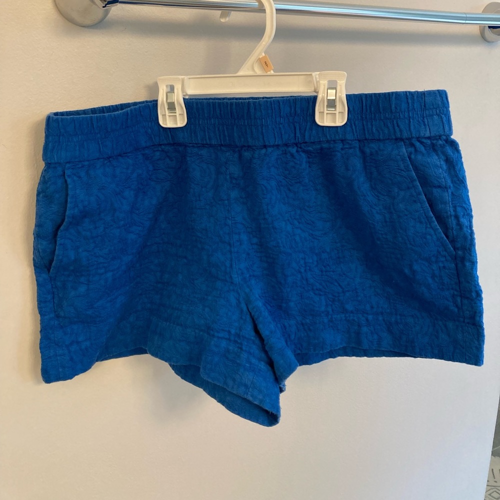 J.CREW ROYAL BLUE FLORAL JACQUARD PULL-ON BOARDWALK SHORTS 3" INSEAM COTTON 12